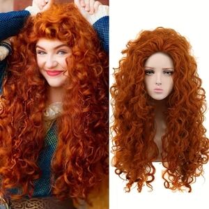 26 Inch Women Princess Long Red Ginger Curly Wig Orange Halloween Cosplay